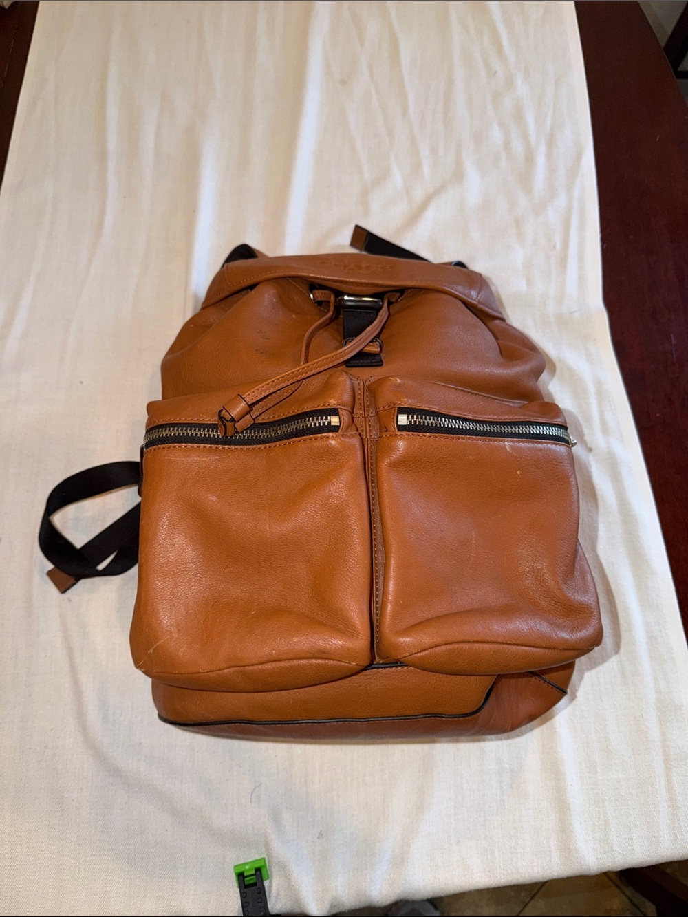 Coach Men's Leather Backpack - Cognac Brown GUC